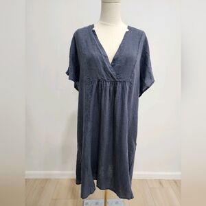 Blue linen dress